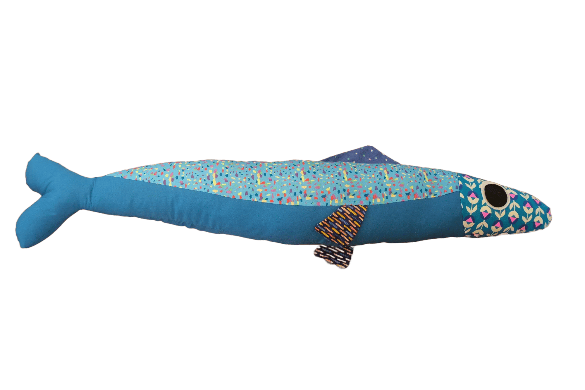 3 foot long blue plush fish
