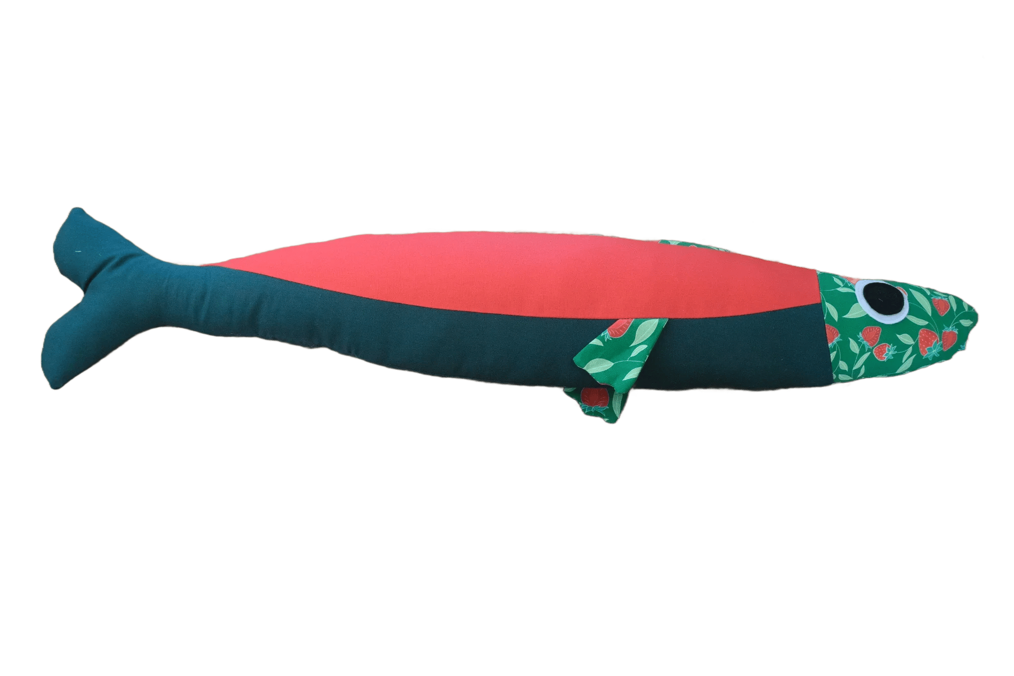 3 foot long red and green strawberry plush fish