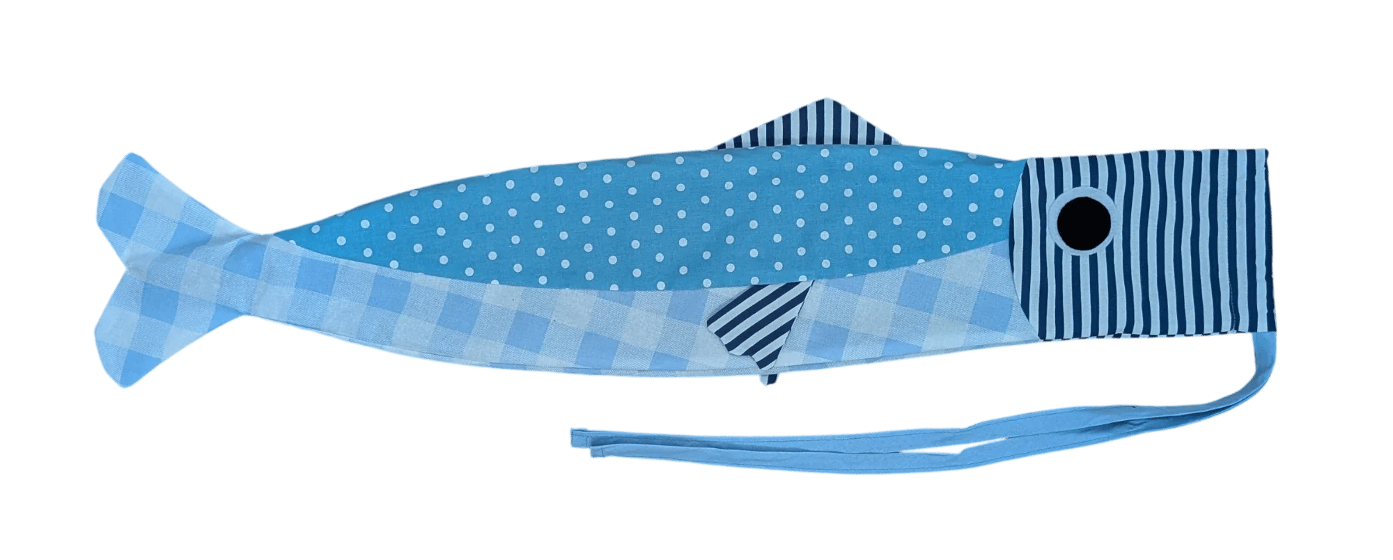 3 foot long blue fish drawstring bag