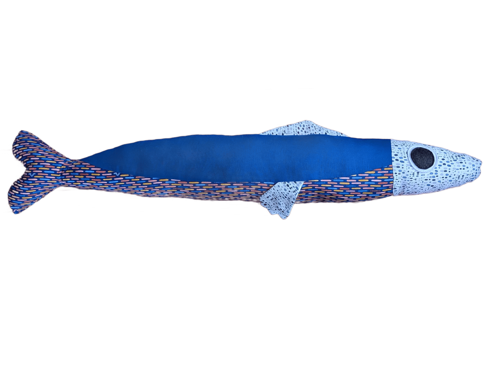 3 foot long blue plush sardine