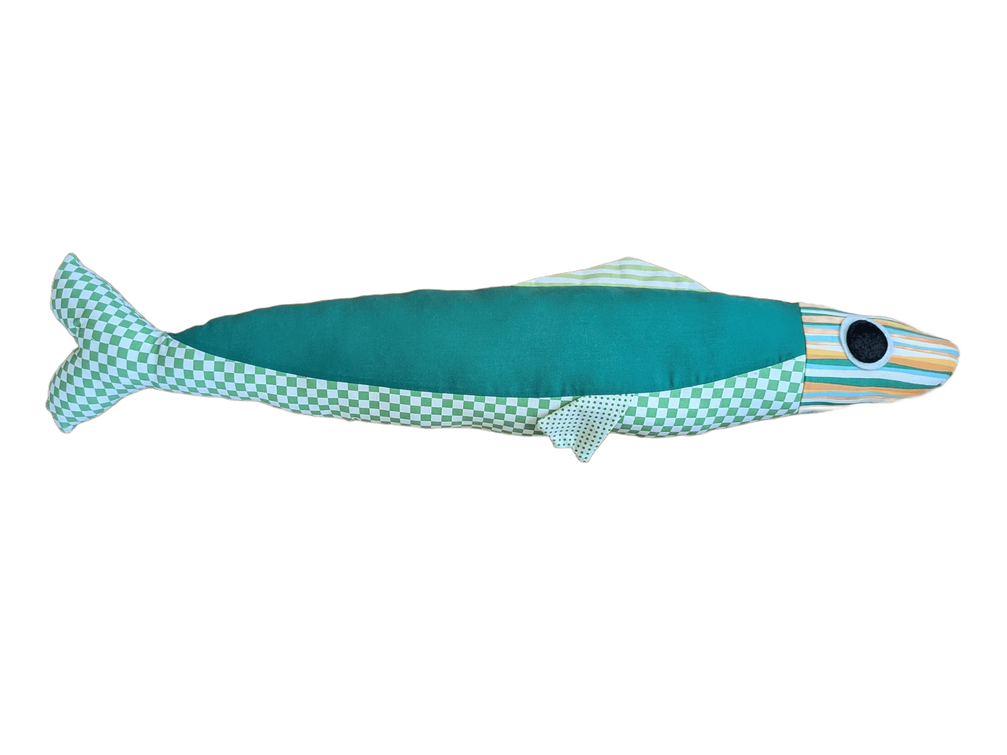 3 foot long green and teal plush fish