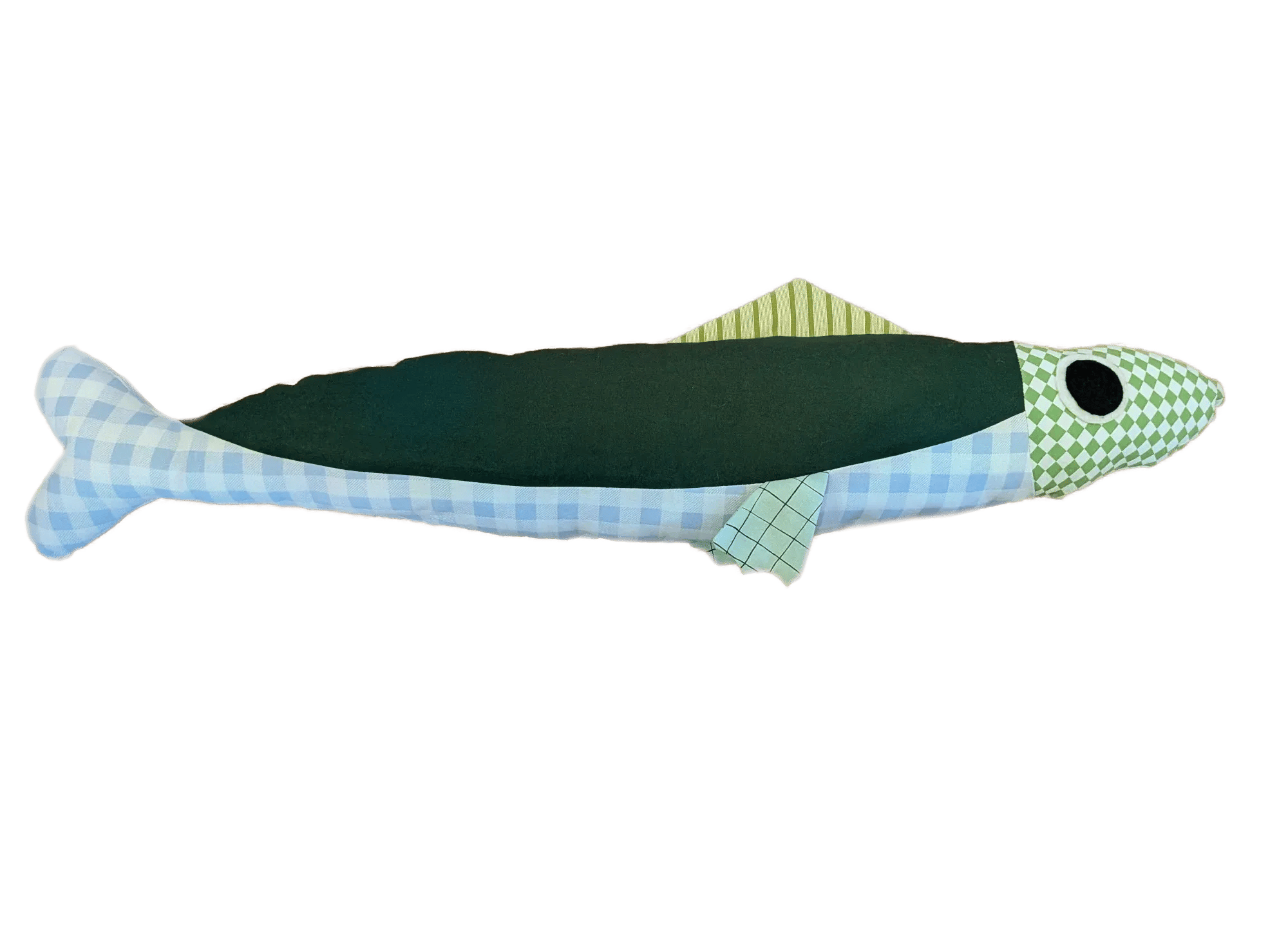 3 foot long blue and green plush fish