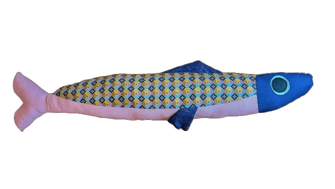 3 foot long pink and purple plush fish