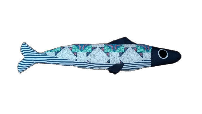 3 foot long blue plush fish