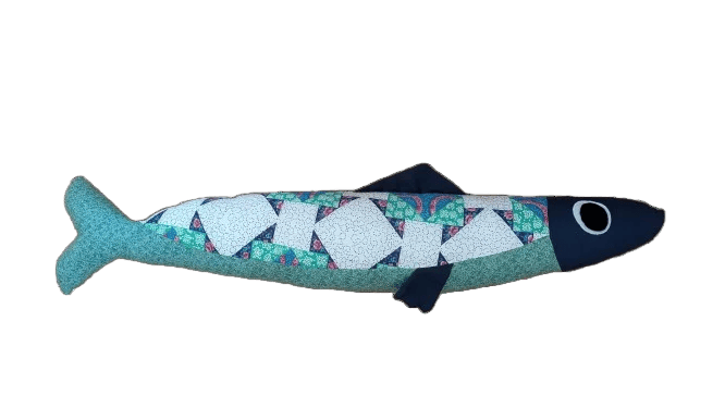 3 foot long blue plush fish