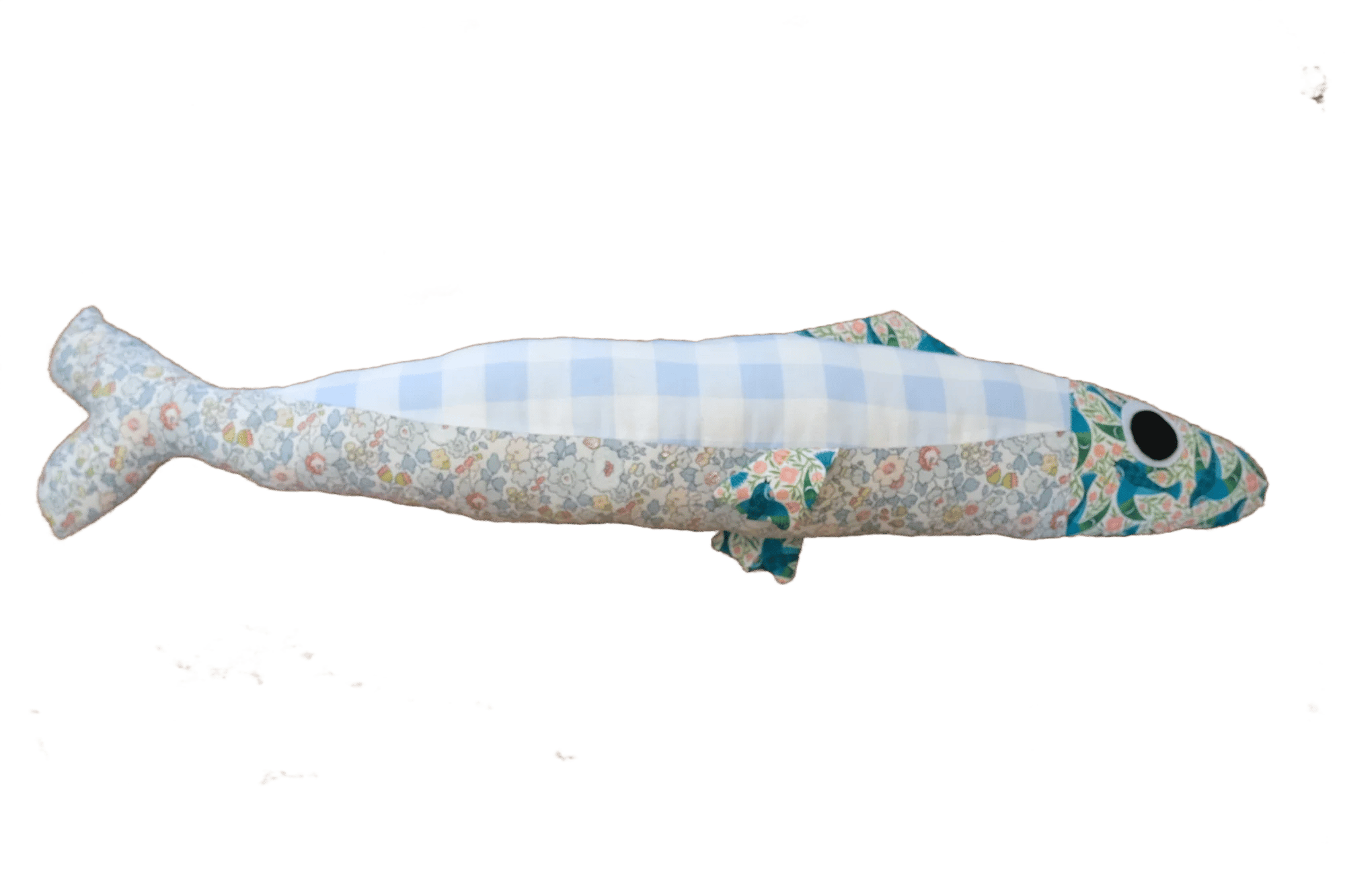 3 foot long light blue plush fish