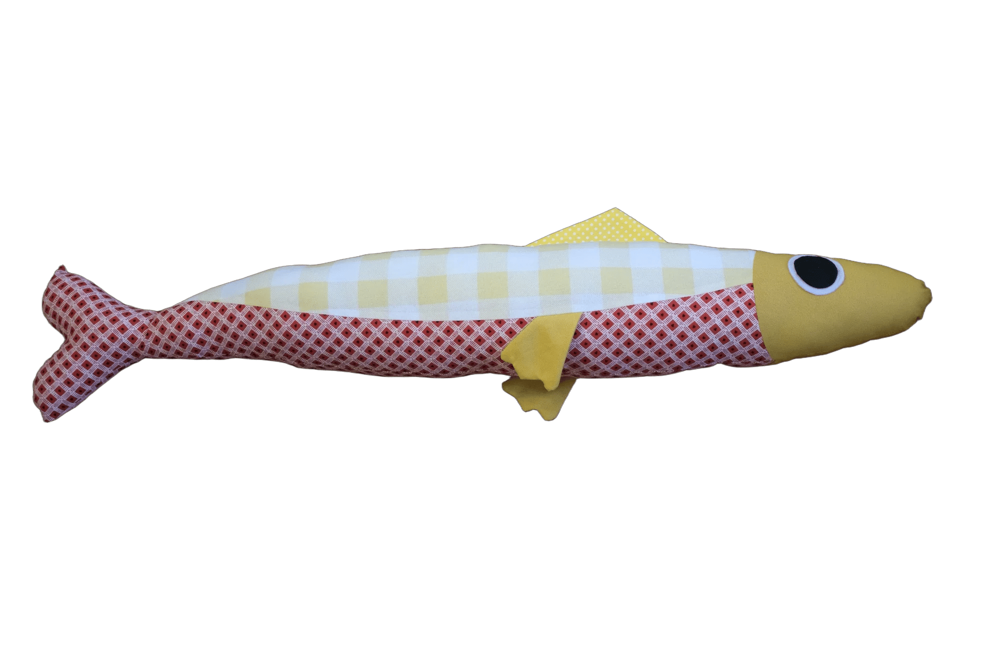 3 foot long red and yellow plush fish