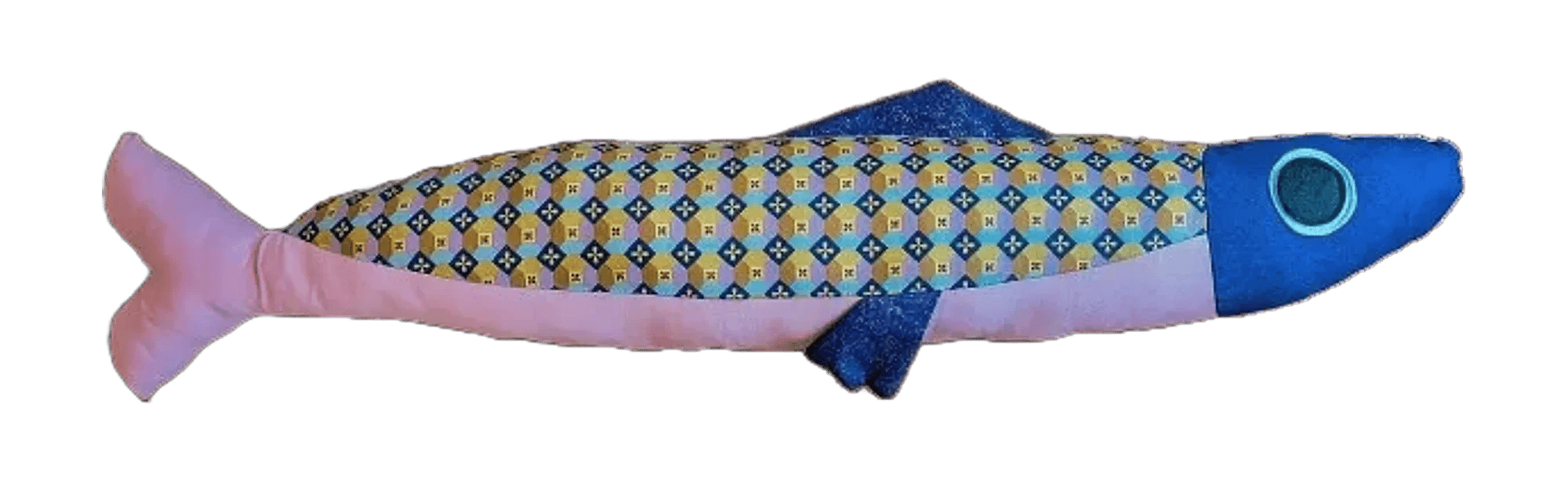 3 foot long pink and purple plush fish
